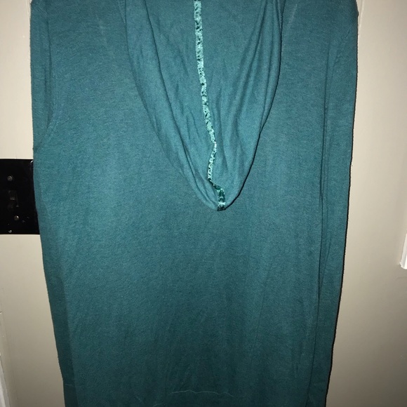 Teal cardigan & maroon spaghetti strap dress - Picture 4 of 4